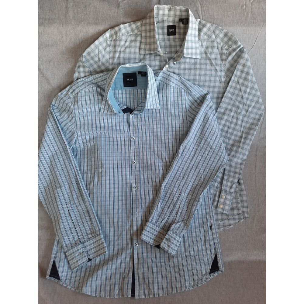 BOSS HUGO BOSS Men 2 of Large Regular Fit Plaid Collared Button Shirt LongSleeve